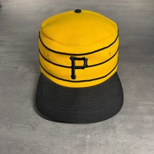 Vintage Roman Pro Pittsburgh Pirates Hat Yellow Black Painter Cap‎ Pinstripe